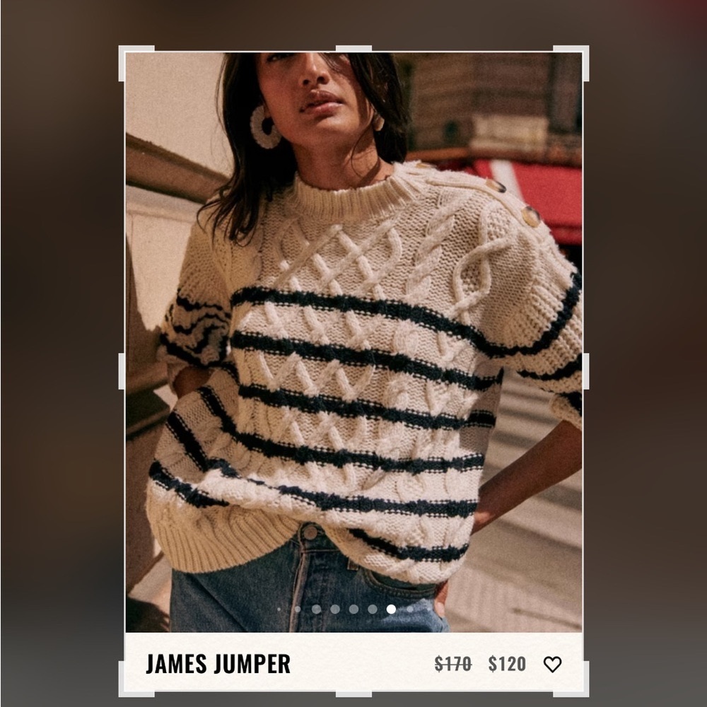 Sézane James Jumper Size M Ecru/Navy